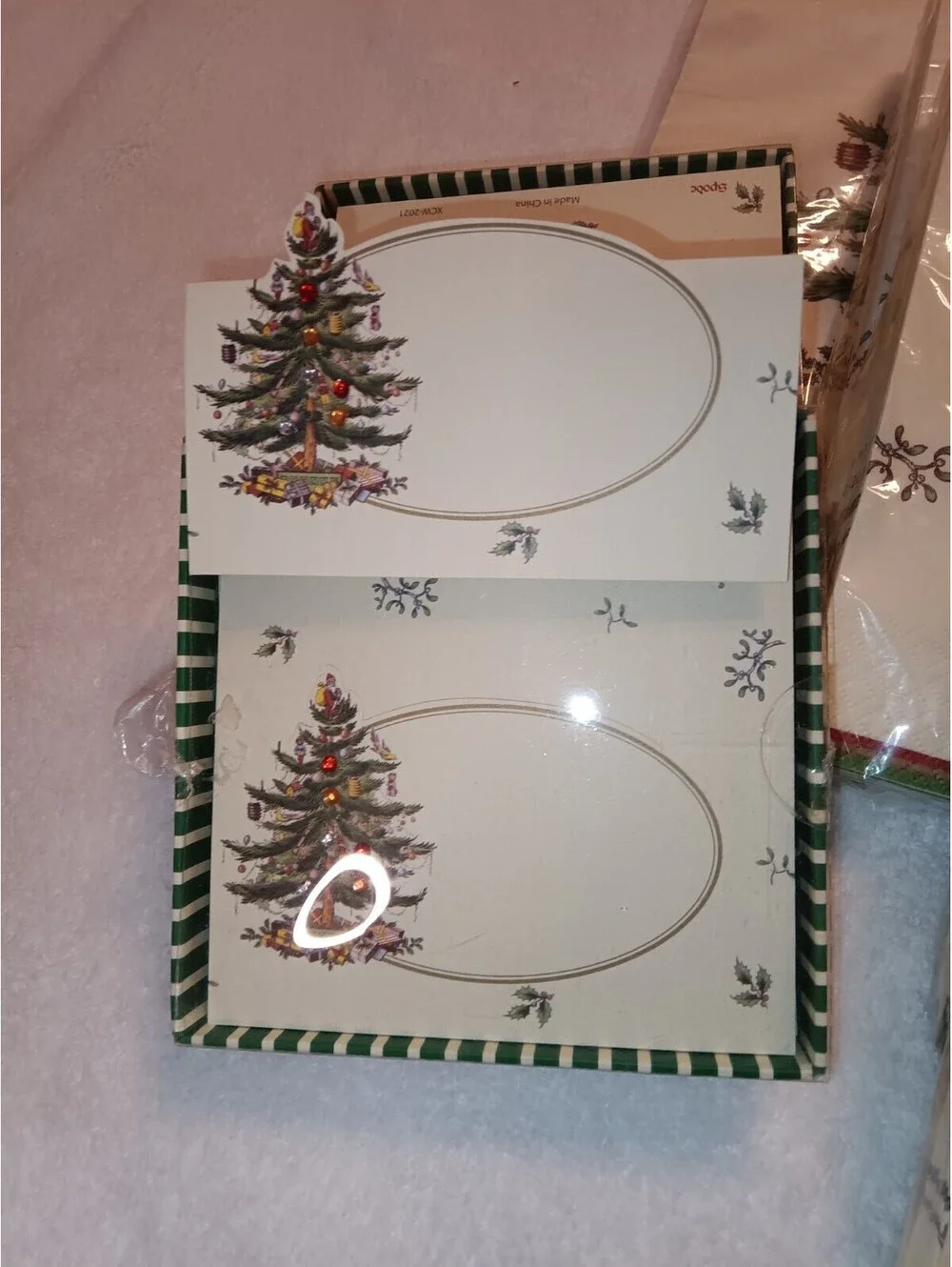 Spode Christmas Tree 3 Ply 11 Dinner, Cocktail Napkins N 2 Place Card PlatesNEW